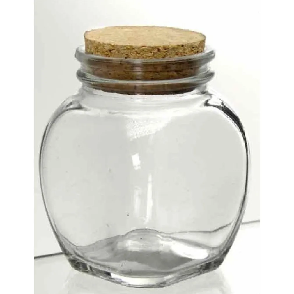 SET 3PZ CONTENITORE BARATTOLO BARATTOLINO TONDO 100ML VETRO TAPPO SUGHERO 708664