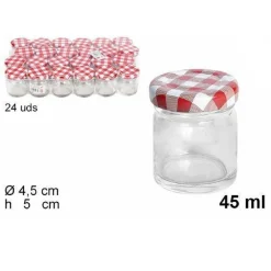 SET 24PZ CONTENITORE BARATTOLO TONDO VETRO CON COPERCHIO BARATTOLINI 45ML 103216
