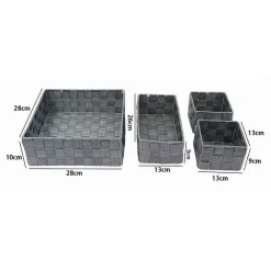 SET 4PZ CONTENITORI GRIGIO SCURO SCATOLA IN TESSUTO ORGANIZER PORTAOGGETTI 79145