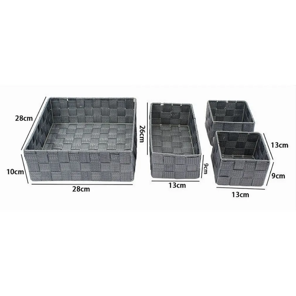SET 4PZ CONTENITORI GRIGIO SCURO SCATOLA IN TESSUTO ORGANIZER PORTAOGGETTI 79145