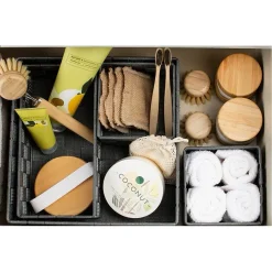 SET 4PZ CONTENITORI GRIGIO SCURO SCATOLA IN TESSUTO ORGANIZER PORTAOGGETTI 79145