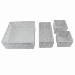 SET 4PZ CONTENITORI GRIGIO CHIARO SCATOLA IN TESSUTO ORGANIZER PORTAOGGETTI 79060