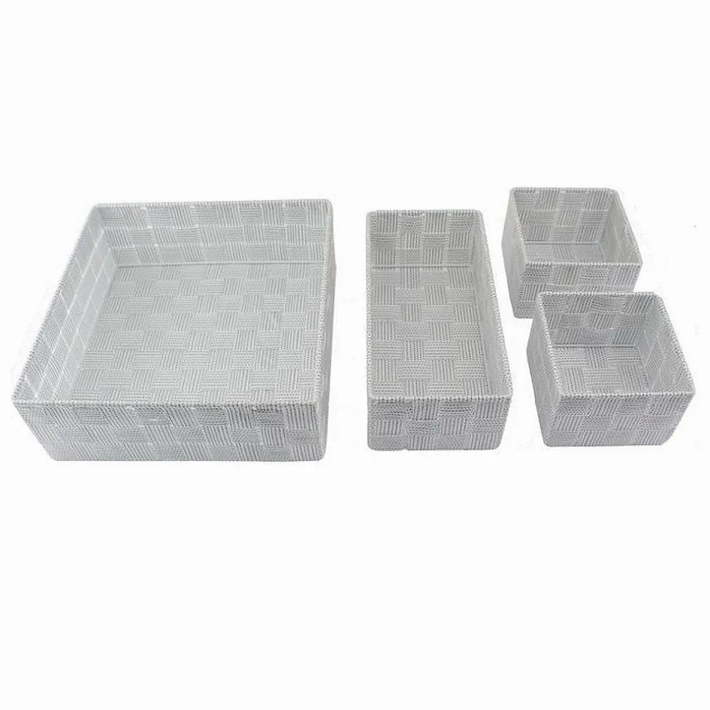 SET 4PZ CONTENITORI GRIGIO CHIARO SCATOLA IN TESSUTO ORGANIZER PORTAOGGETTI 79060