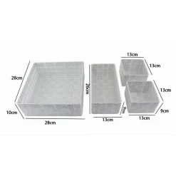 SET 4PZ CONTENITORI GRIGIO CHIARO SCATOLA IN TESSUTO ORGANIZER PORTAOGGETTI 79060