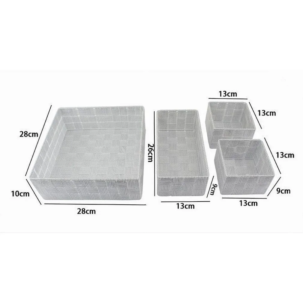 SET 4PZ CONTENITORI GRIGIO CHIARO SCATOLA IN TESSUTO ORGANIZER PORTAOGGETTI 79060