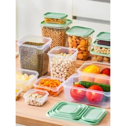 SET 17PZ CONTENITORI PER ALIMENTI CON COPERCHIO IMPILABILI TRASPARENTI MICROONDE