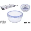 SET 3PZ CONTENITORI PER ALIMENTI VETRO TONDO CON COPERCHI PLASTICA 580ML 110549