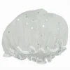 SET 2PZ CUFFIA DOCCIA BAGNO ELASTICO BORDINO BIANCO STELLE PROTEGGE CAPELLI 79606