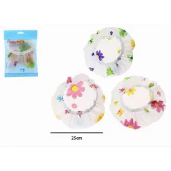 SET 3PZ CUFFIA PER DOCCIA BAGNO ELASTICO FANTASIA FLOREALE PROTEGGE CAPELLI 87176