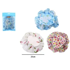 SET 3PZ CUFFIA PER DOCCIA BAGNO FANTASIA FIORI COLORATI ELASTICO PROTEGGE CAPELLI 87178