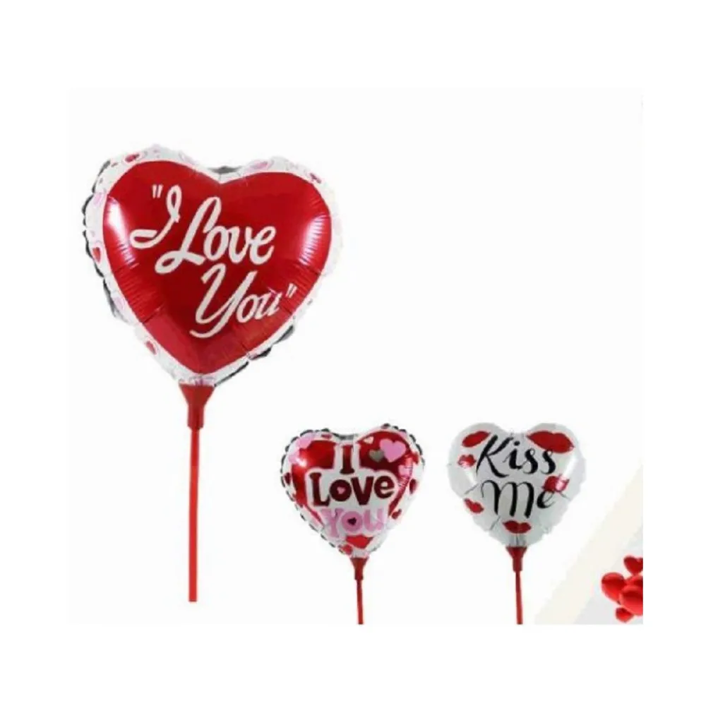 SET 6PZ CUORE PALLONCINO GONFIABILI CON ASTA 16CM ASSORTITI SAN VALENTINO 38939