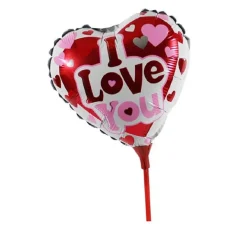 SET 6PZ CUORE PALLONCINO GONFIABILI CON ASTA 16CM ASSORTITI SAN VALENTINO 38939