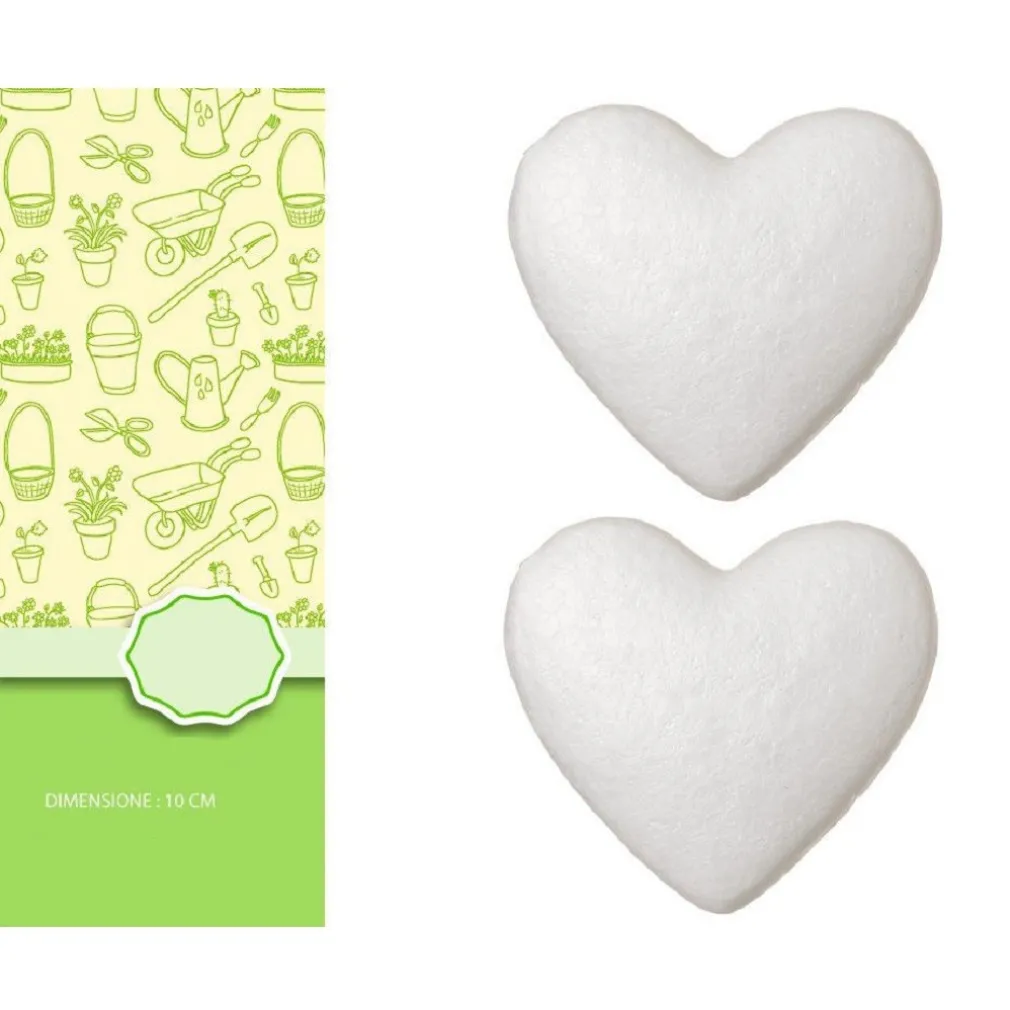 SET 6PZ CUORI CUORE IN POLISTIROLO 10 CM DECOUPAGE DECORARE SAN VALENTINO 198917