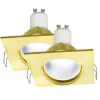 SET 2PZ FARETTO DORATO ORIENTABILE INCASSO QUADRATO 75MM LUCE LED 8W GU10 VETRINE