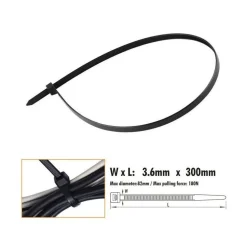 SET 30PZ FASCETTE CAVI CAVO NERO STRINGENTI IN PLASTICA NYLON 3.6 X 300 MM 92383