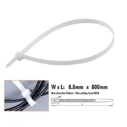 SET 10PZ FASCETTE CAVI CAVO BIANCO STRINGENTI IN PLASTICA NYLON 8.8X800 MM 92377