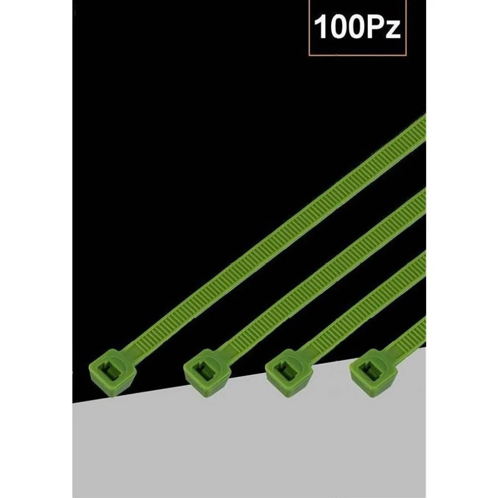 SET 100PZ FASCETTE SERRACAVO AUTOBLOCCANTI IN NYLON VERDE 4.8MM X 300MM 48-300-V