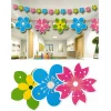 SET 3PZ FESTONE FIORE FIORI COLORATI BANDIERINE FLOREALE 3MT CARTA COMPLEANNO PARTY