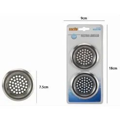 SET 2PZ FILTRO PER PROTEZIONE SCARICO LAVELLO DA CUCINA BAGNO DOCCIA 7.5CM 10398