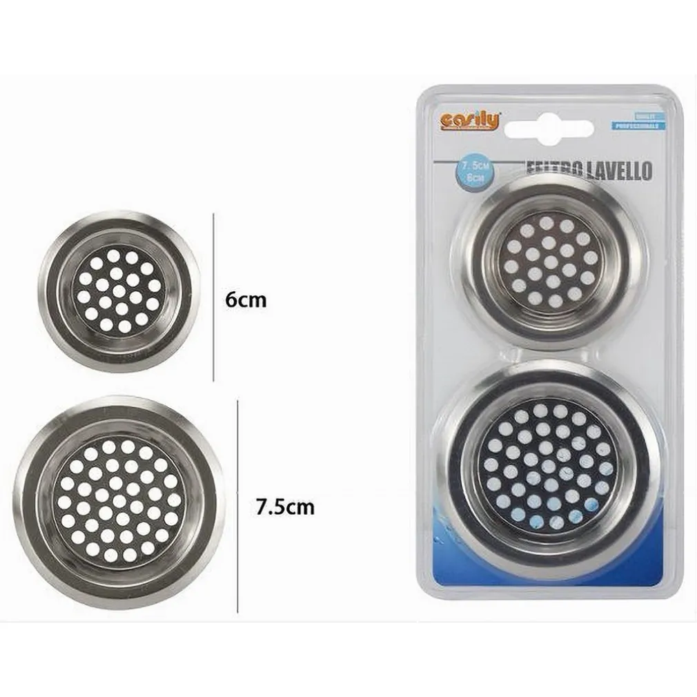 SET 2PZ FILTRO PROTEZIONE SCARICO LAVELLO CUCINA BAGNO DOCCIA DA 6CM 7.5CM 10399