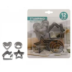 SET 12PZ FORMINE PER BISCOTTI COPPAPASTA STAMPI DOLCI TAGLIA PASTA STAMPINI 74129