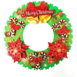 SET 2PZ FUORIPORTA GHIRLANDA CARTA 3D 36CM APPENDERE PORTA INGRESSO DECORAZIONI NATALE