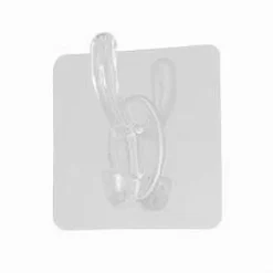 SET 2PZ GANCI ADESIVI APPENDINO DOPPIO A MURO BAGNO CUCINA CASA TRASPARENTE 87755