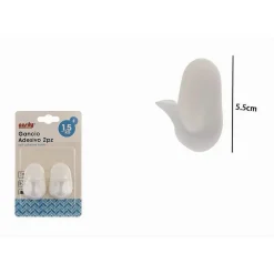 SET 2PZ GANCI APPENDINI ADESIVI BIANCO PARETE CASA CUCINA BAGNO ATTACCAPANNI 87017