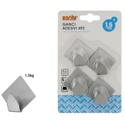SET 4PZ GANCI APPENDINI ADESIVI PARETE CASA CUCINA BAGNO ATTACCAPANNI ROMBI 59664