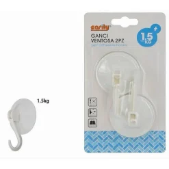 SET 2PZ GANCI APPENDINI PARETE A VENTOSA CUCINA BAGNO ATTACCAPANNI BIANCHI 59673