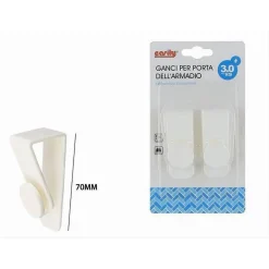 SET 2PZ GANCI PER PORTA ARMADIO PORTATILI PER APPENDERE OGGETTI CASA BIANCO 87359
