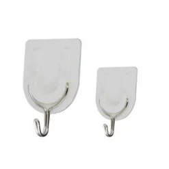 SET 5PZ GANCIO ATTACCAPANNI ADESIVO BIANCO PARETE LEGNO PORTE FASHION HOOK 59671