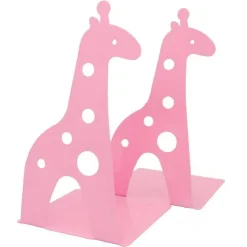 SET 2PZ GRAZIOSO FERMA LIBRI A FORMA DI GIRAFFA IN METALLO SCRIVANIA BAMBINI ROSA