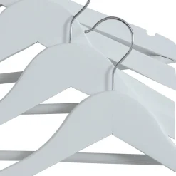 SET 20PZ GRUCCE IN LEGNO BIANCO BARRA PORTAPANTALONI ANTISCIVOLO GANCIO RUOTANTE