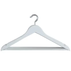 SET 20PZ GRUCCE IN LEGNO BIANCO BARRA PORTAPANTALONI ANTISCIVOLO GANCIO RUOTANTE