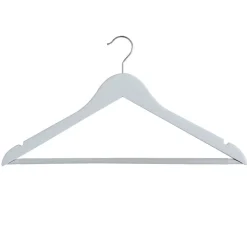 SET 20PZ GRUCCE IN LEGNO BIANCO BARRA PORTAPANTALONI ANTISCIVOLO GANCIO RUOTANTE