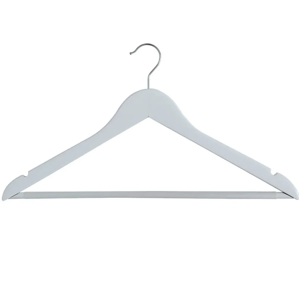 SET 20PZ GRUCCE IN LEGNO BIANCO BARRA PORTAPANTALONI ANTISCIVOLO GANCIO RUOTANTE