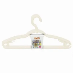 SET 3PZ GRUCCE IN PLASTICA STAMPELLE APPENDI ABITI PANTALONI GIACCHE BEIGE 79331