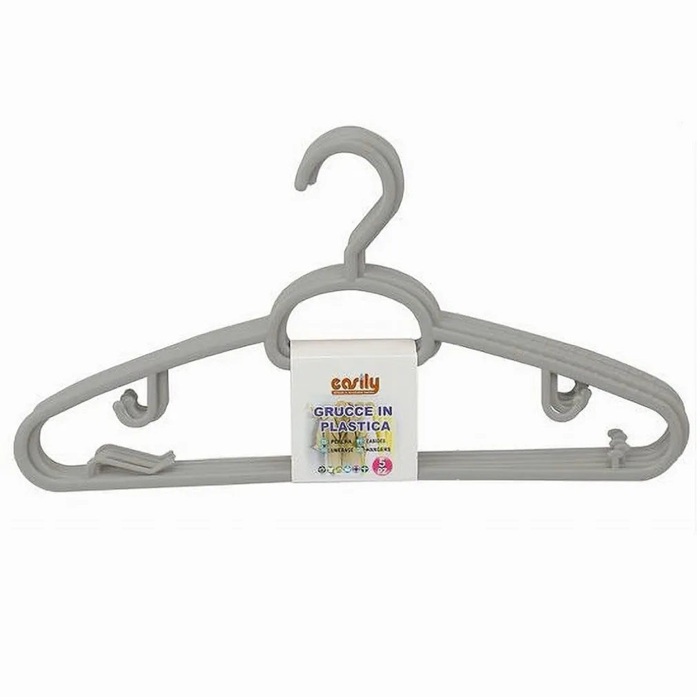 SET 5PZ GRUCCE IN PLASTICA STAMPELLE APPENDIABITO PANTALONI GIACCHE GRIGIO 79325