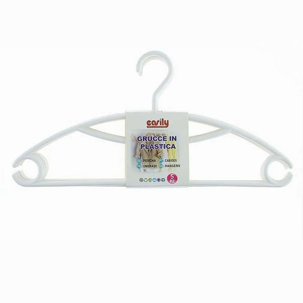 SET 5PZ GRUCCE STAMPELLE APPENDIABITI IN PLASTICA BIANCA VESTITI PANTALONI 87683