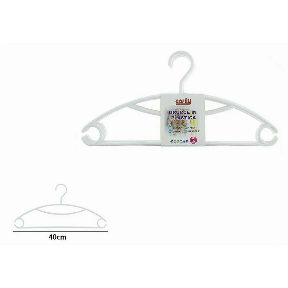 SET 5PZ GRUCCE STAMPELLE APPENDIABITI IN PLASTICA BIANCA VESTITI PANTALONI 87683