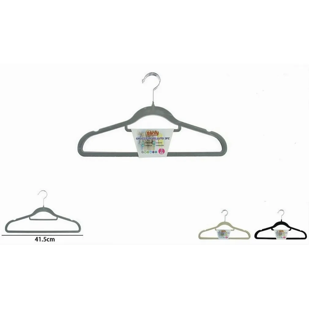 SET 3PZ GRUCCE STAMPELLE APPENDIABITO VELLUTO VESTITI PANTALONI VARI COLORI 10463