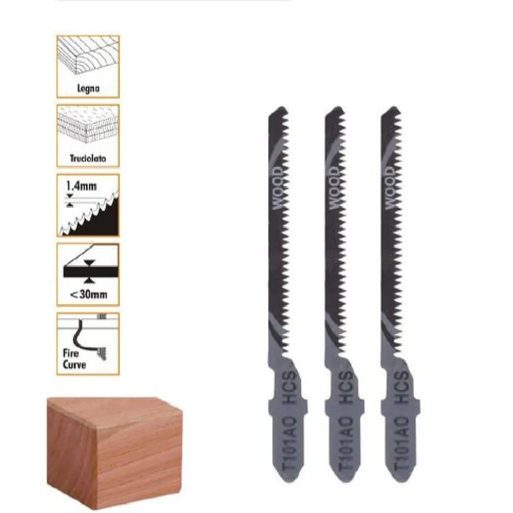 SET 3PZ LAME PER SEGHETTO ALTERNATIVO T101AO HCS LAMA RICAMBIO PER LEGNO 90186