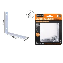 SET 4PZ LASTRINE AD ANGOLO LASTRINA ANGOLARE 80X80X15X2MM CON VITI MOBILI 57116