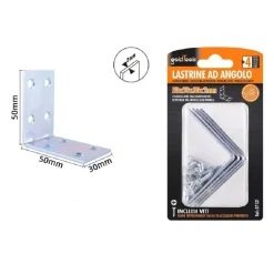 SET 4PZ LASTRINE LASTRINA AD ANGOLO ANGOLARE 50X50X30X2 MM CON VITI MOBILI 57121