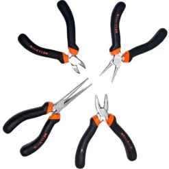 SET 4PZ MINI PINZA PER FABRO ELETTRICISTA 115 MM ACCIAIO ERGONOMICA BRICOLAGE