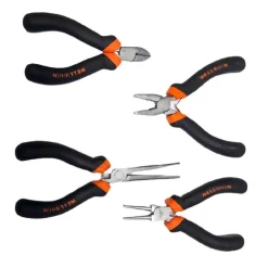 SET 4PZ MINI PINZA PER FABRO ELETTRICISTA 115 MM ACCIAIO ERGONOMICA BRICOLAGE
