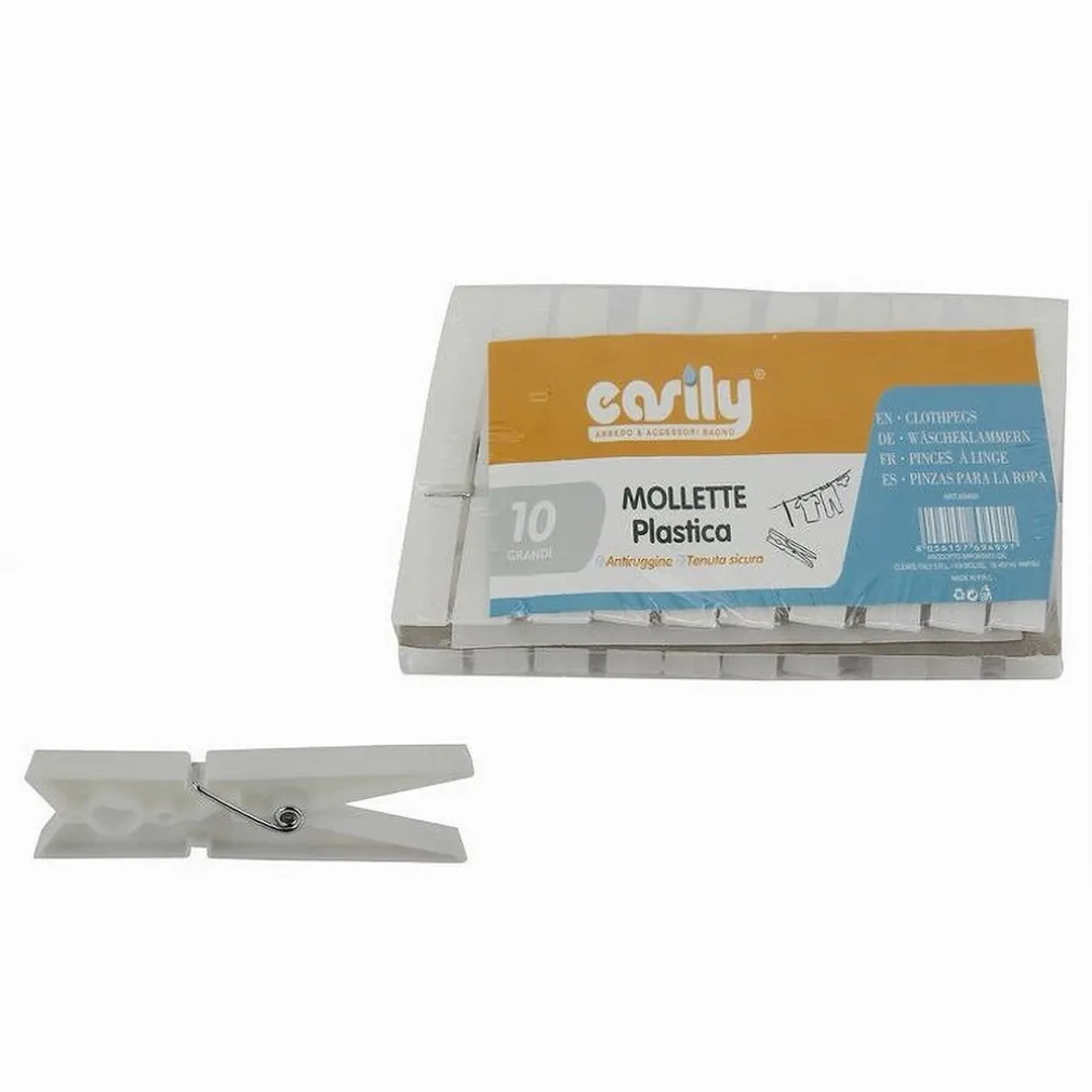 SET 30PZ MOLLETTE IN PLASTICA PINZE BUCATO PANNI ANTIRUGGINE GRANDI BIANCO 69499