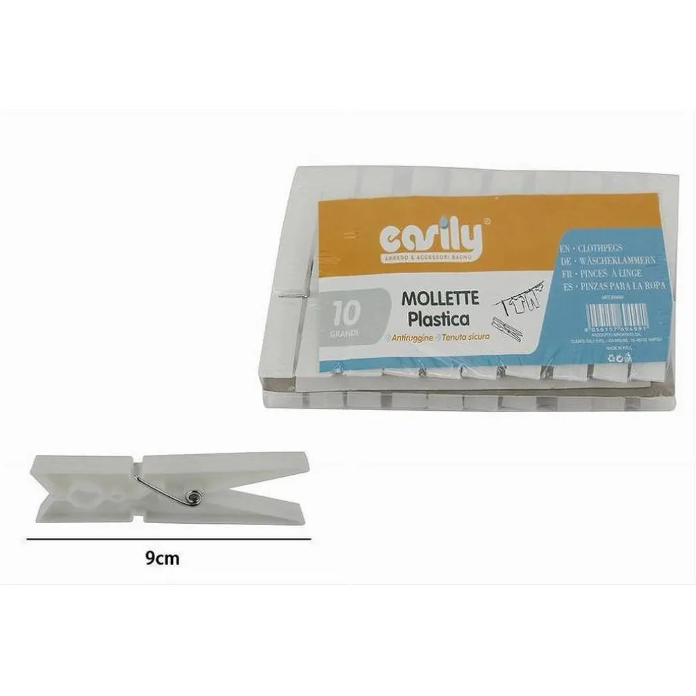 SET 30PZ MOLLETTE IN PLASTICA PINZE BUCATO PANNI ANTIRUGGINE GRANDI BIANCO 69499