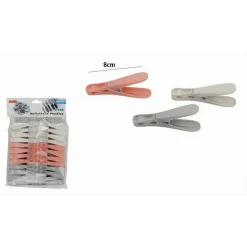 SET 24PZ MOLLETTE PLASTICA MULTIUSO 8CM PINZE BUCATO PANNI COLORI ASSORTITI 69538